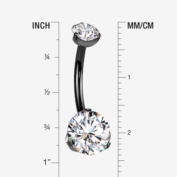 Implant Grade Titanium Blackline Internally Threaded Prong Set Belly Button Ring